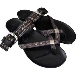 OTBT Cade Slide Azetc Print Sandals Black Size 7